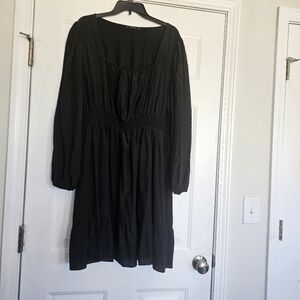 hesperus black dress Distressed Sheer Shredded Long Sleeve Knit Maxi Dress